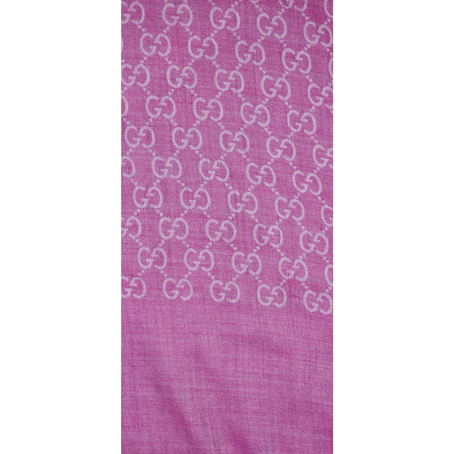 GUCCI Pink Jacquard Logo GG Wool Silk Scarf