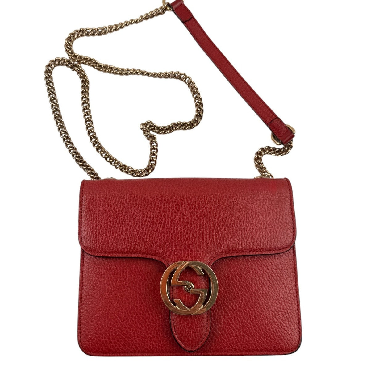 Gucci Interlocking G Leather Shoulder Bag Red – ClassChic Curation