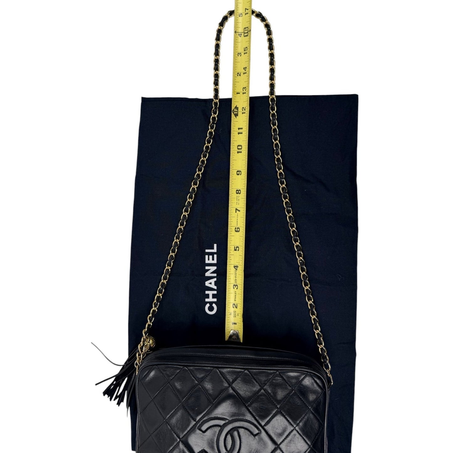 Chanel Black Quilted Leather Tassel Camera Bag