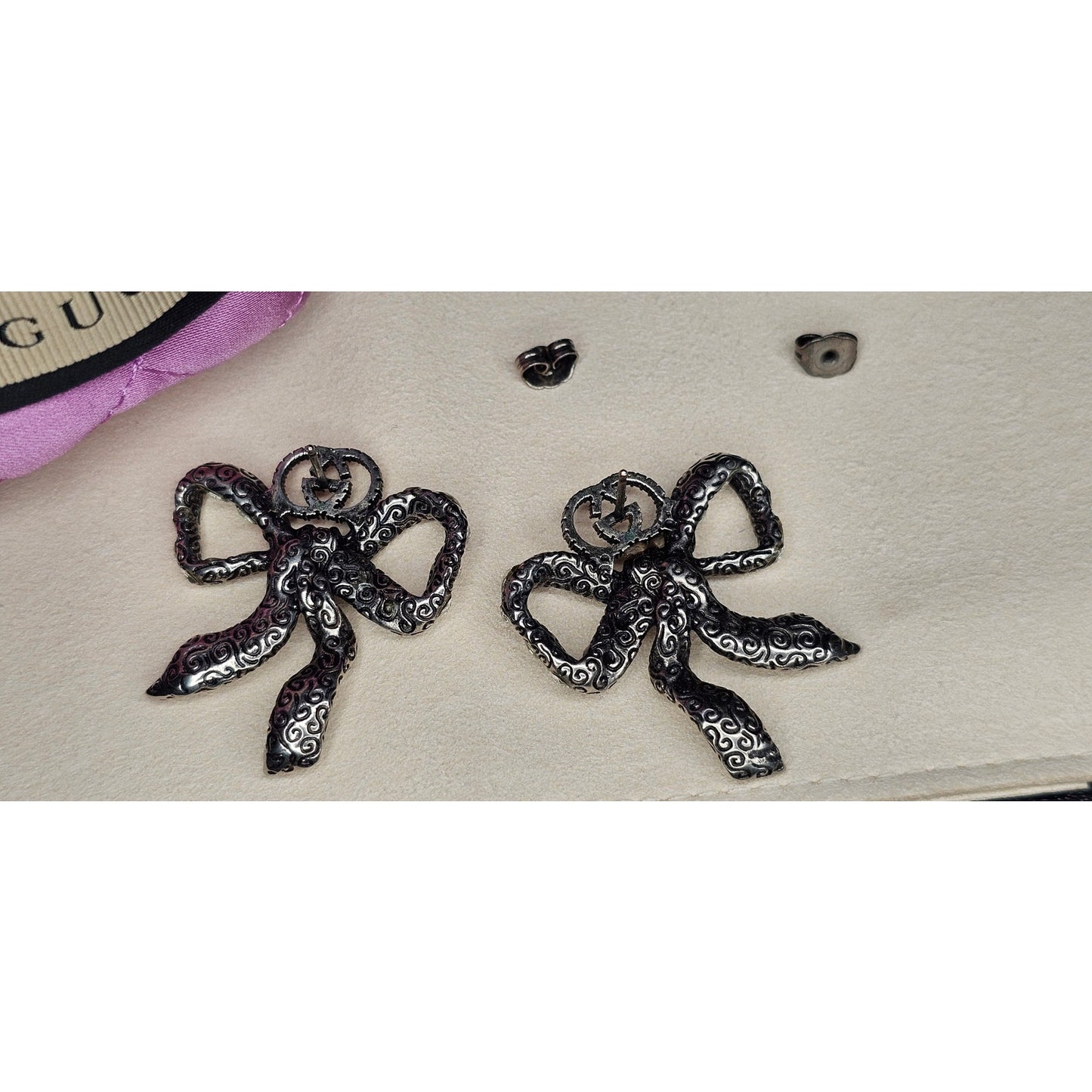 Gucci Silver Crystal Bow Earring