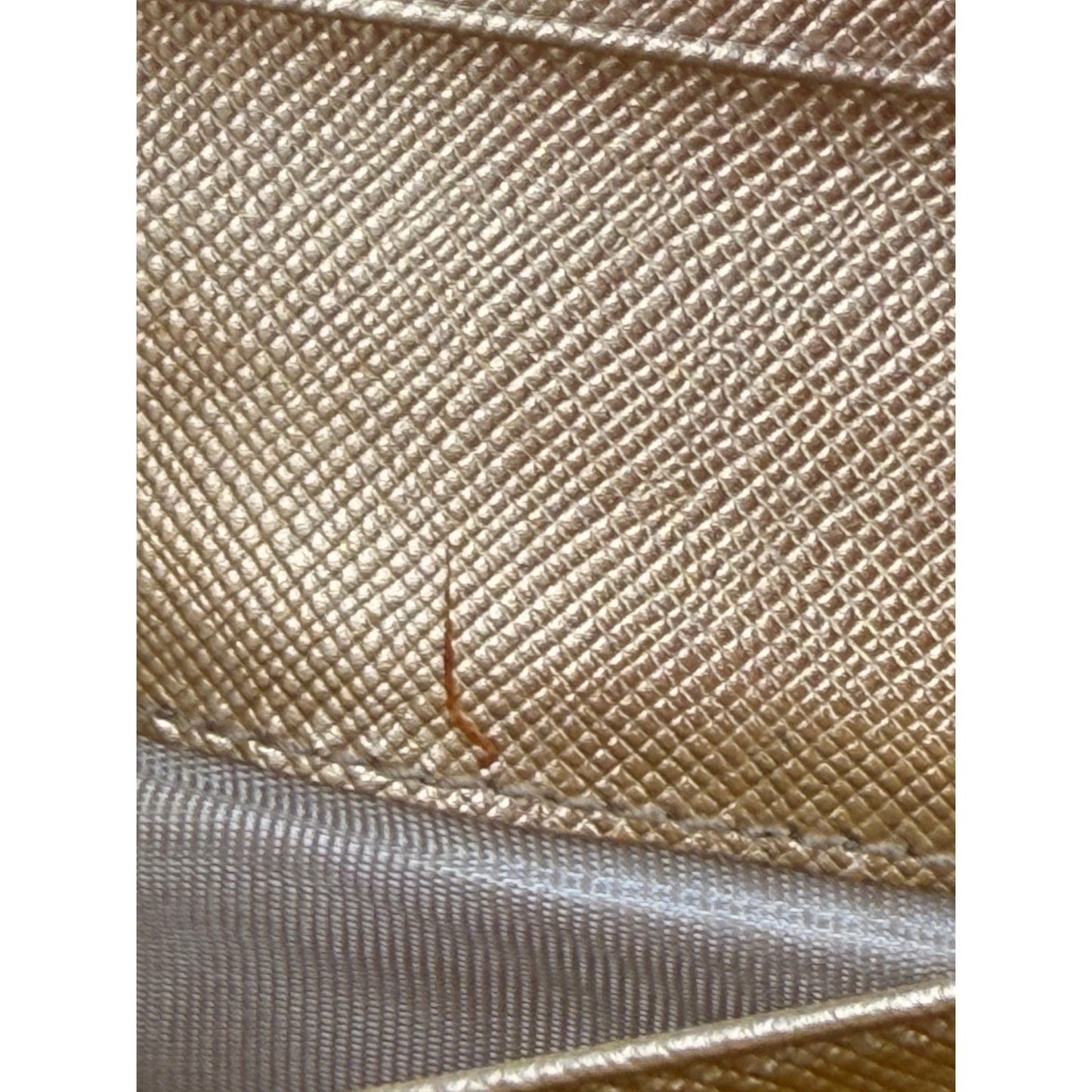 Prada Saffiano Metallic Leather Continental Wallet in gold