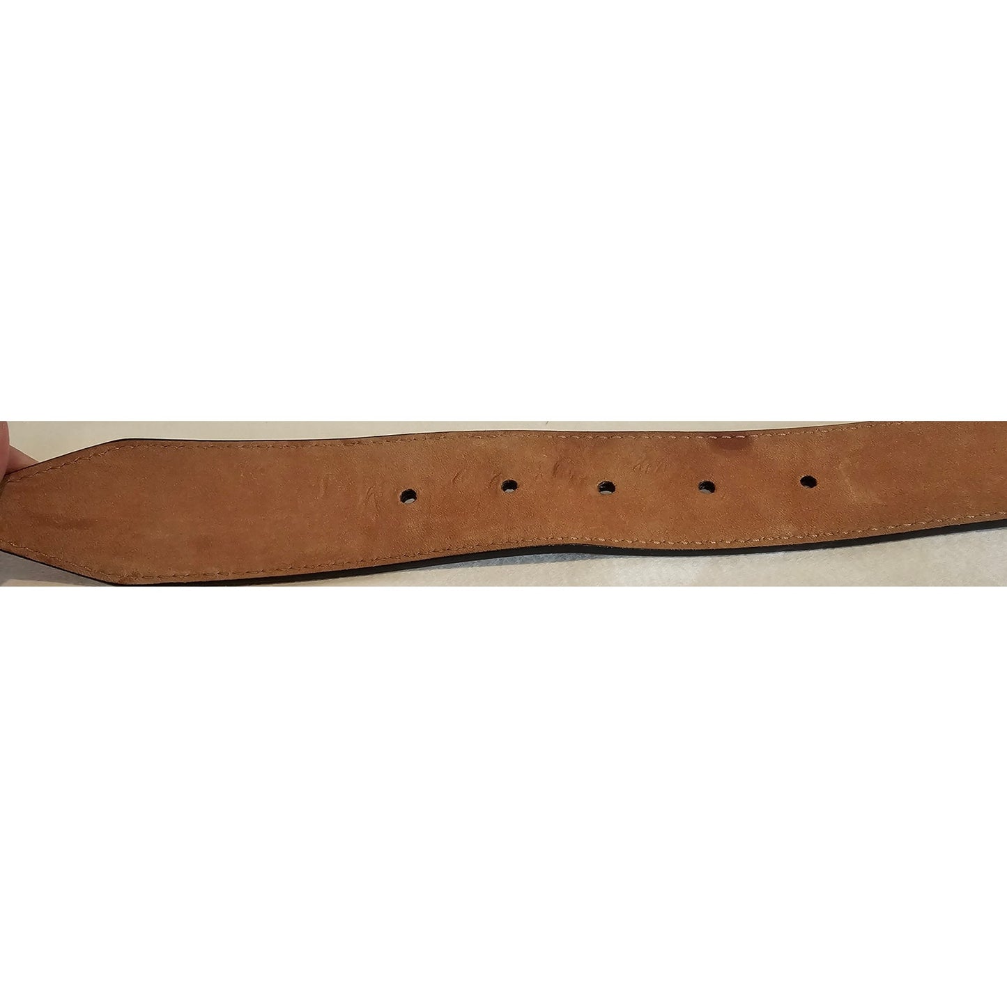 FENDI Baguette Sand Brown Calf Leather Silver Hardware Belt Size 90cm/36in