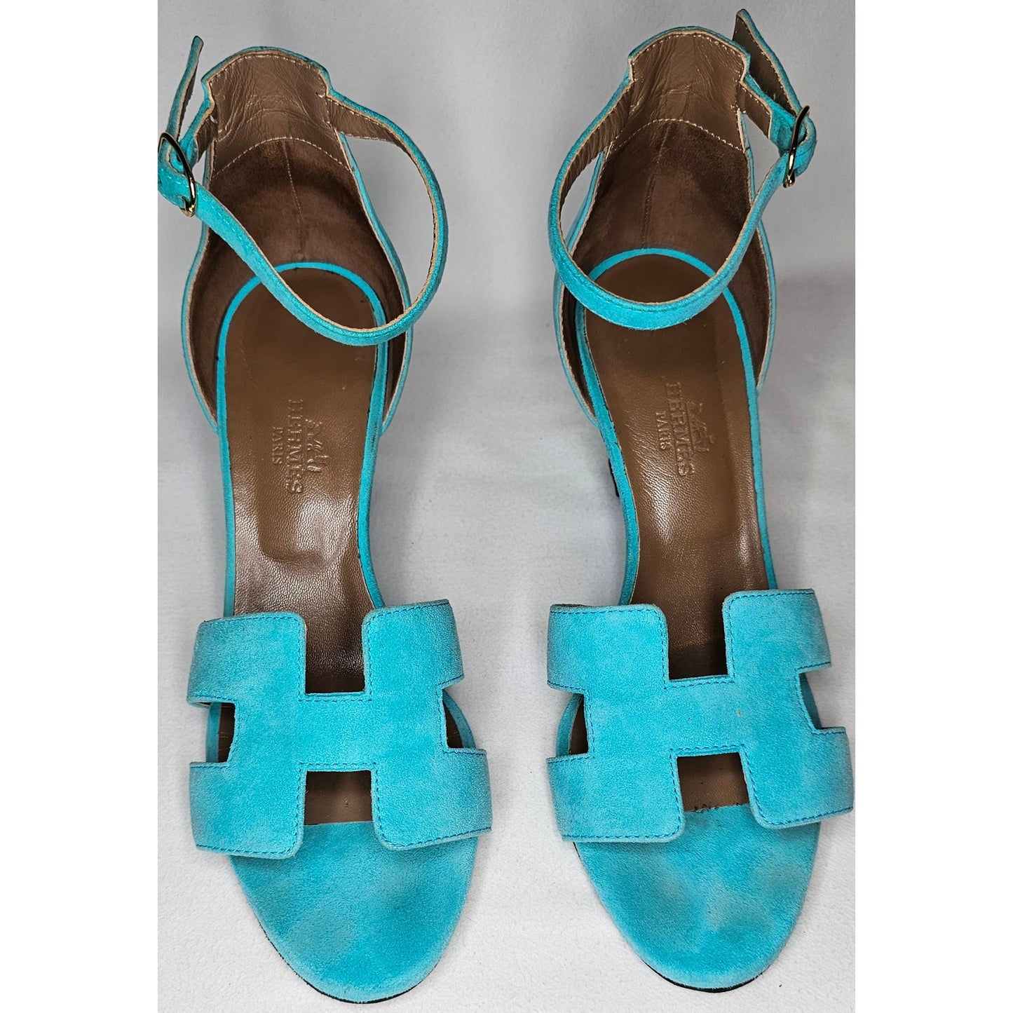 Hermès Legend Turquoise Suede Sandals