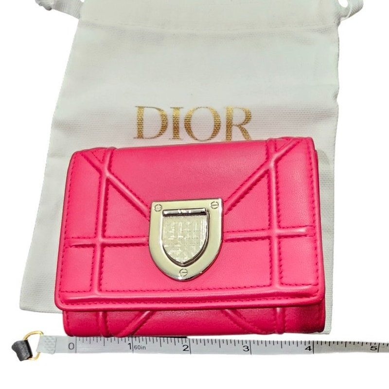 Christian Dior Diorama Trifold Wallet in Pink Leather