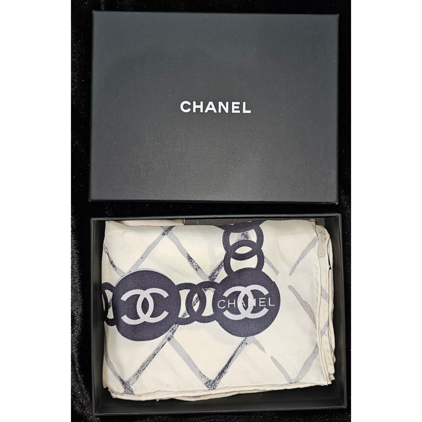 Chanel Silk Camellia CC Square Scarf