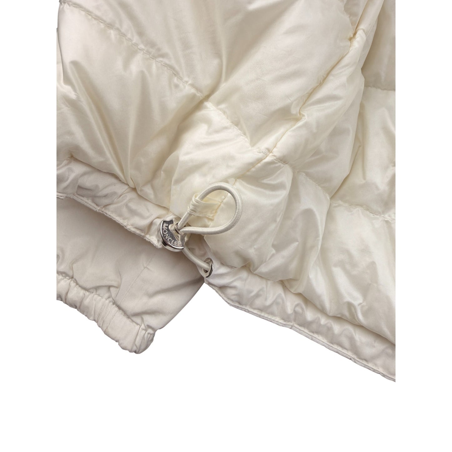 Moncler Argent Floral Rhinestone Polyester Down Jacket, Ivory S/M