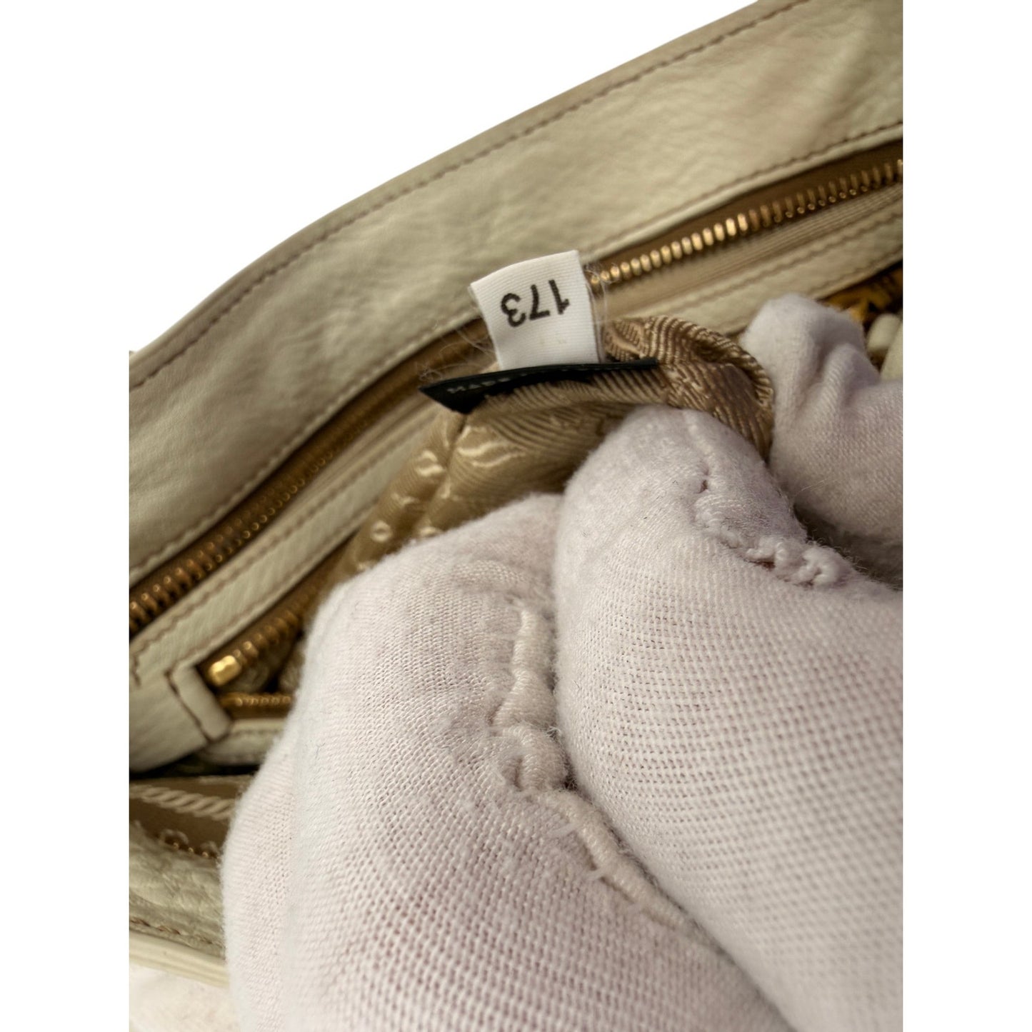 PRADA Canapa Leather Jacquard Crossbody Bag Beige White
