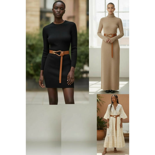 Bottega Veneta Double Strap Horsebit Buckle Belt Leather Wide