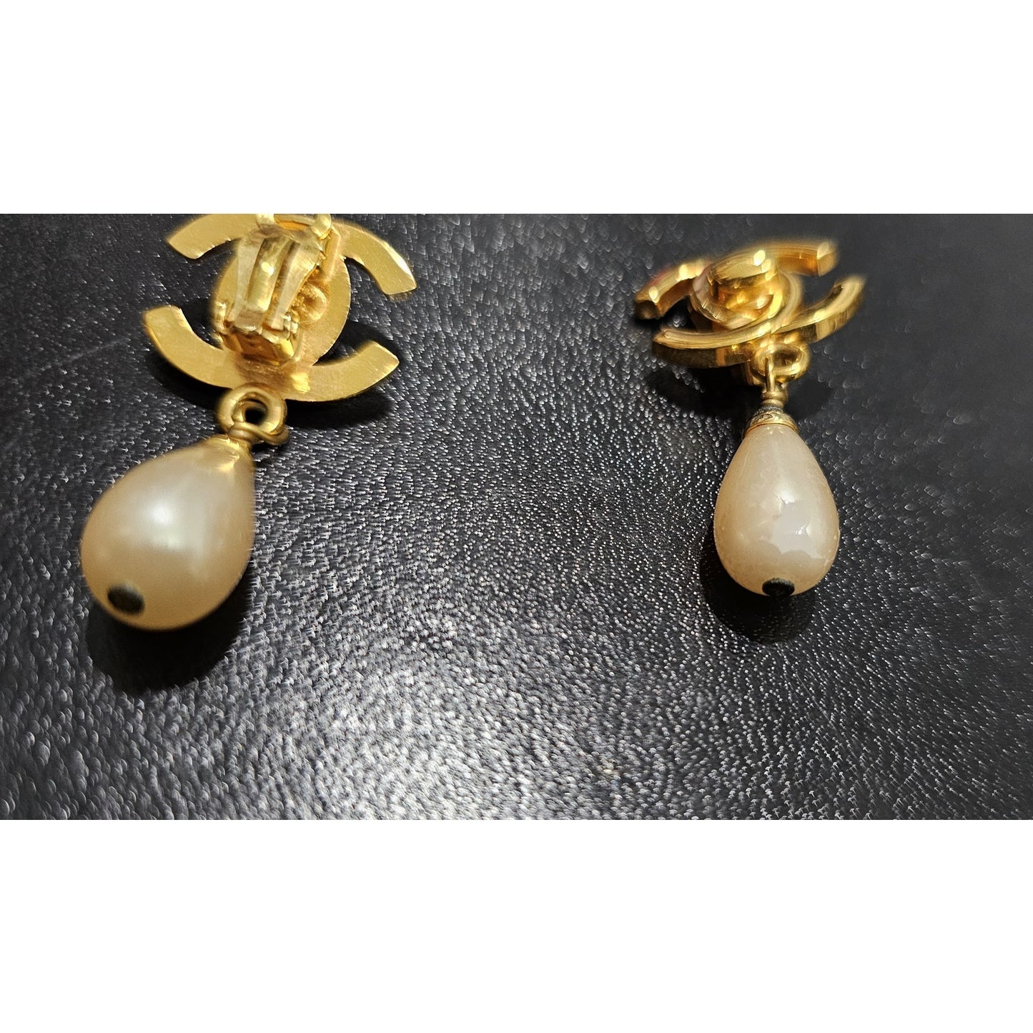 Chanel Classic CC Turnlock and Pearl Drop Earrings 24K Gold Plated