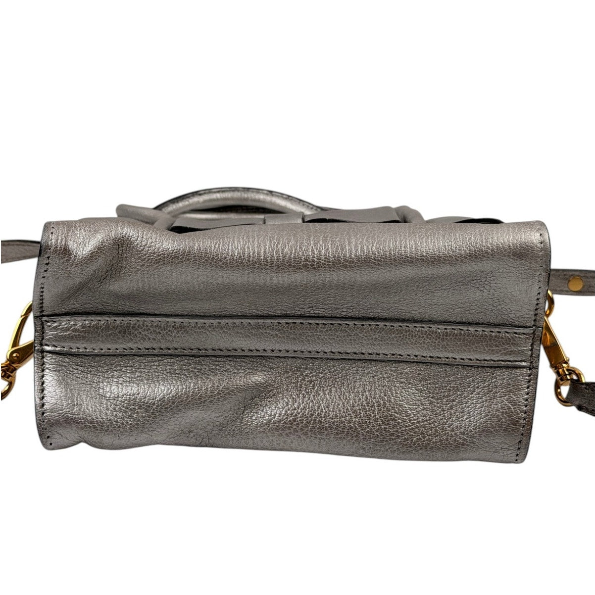 Miu Miu Silver Small Madras Bow-Embellished Tote