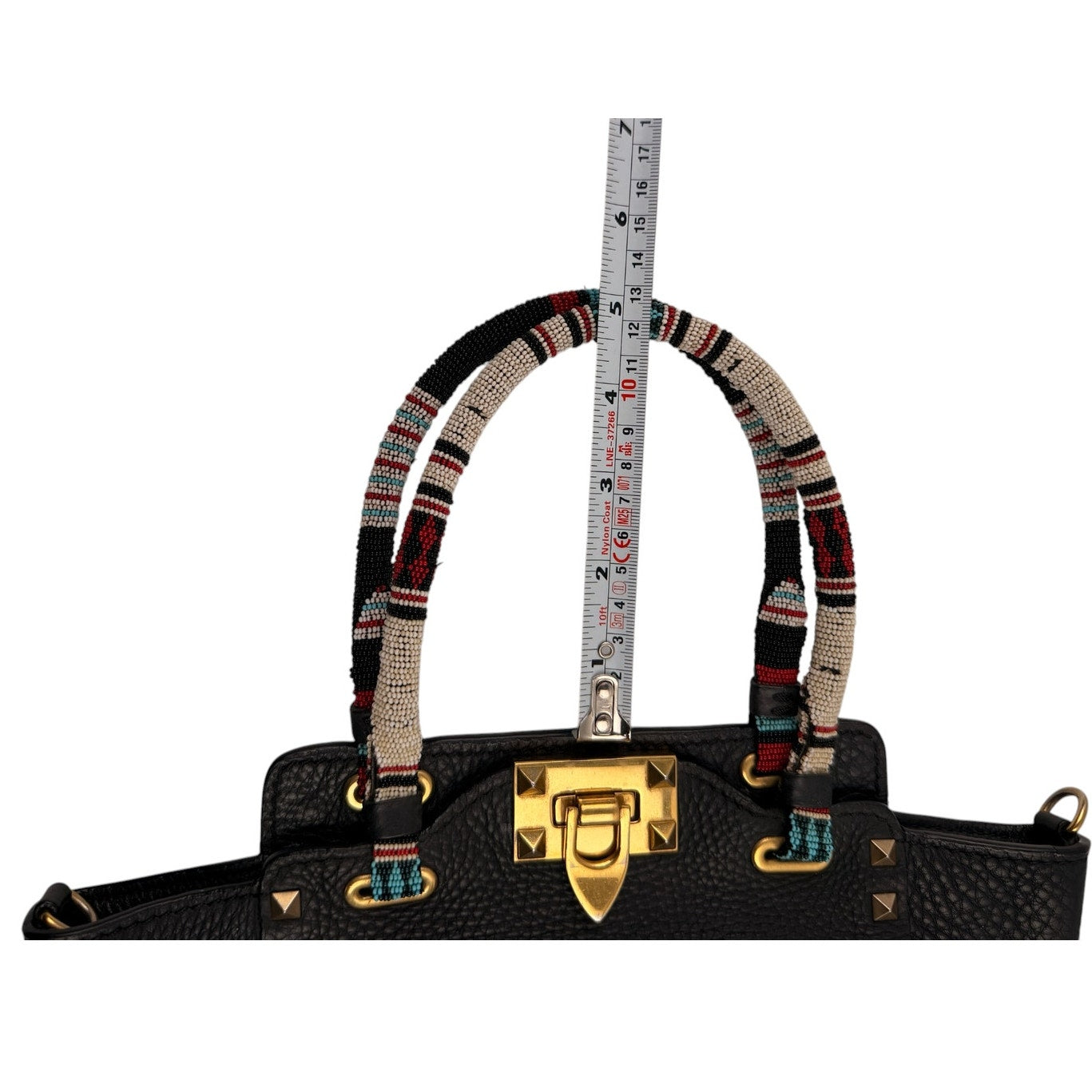 Valentino Rockstud Mini Tote with Beaded Top Handle