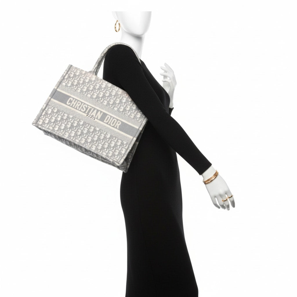 Christian Dior Gray Oblique Medium Book Tote