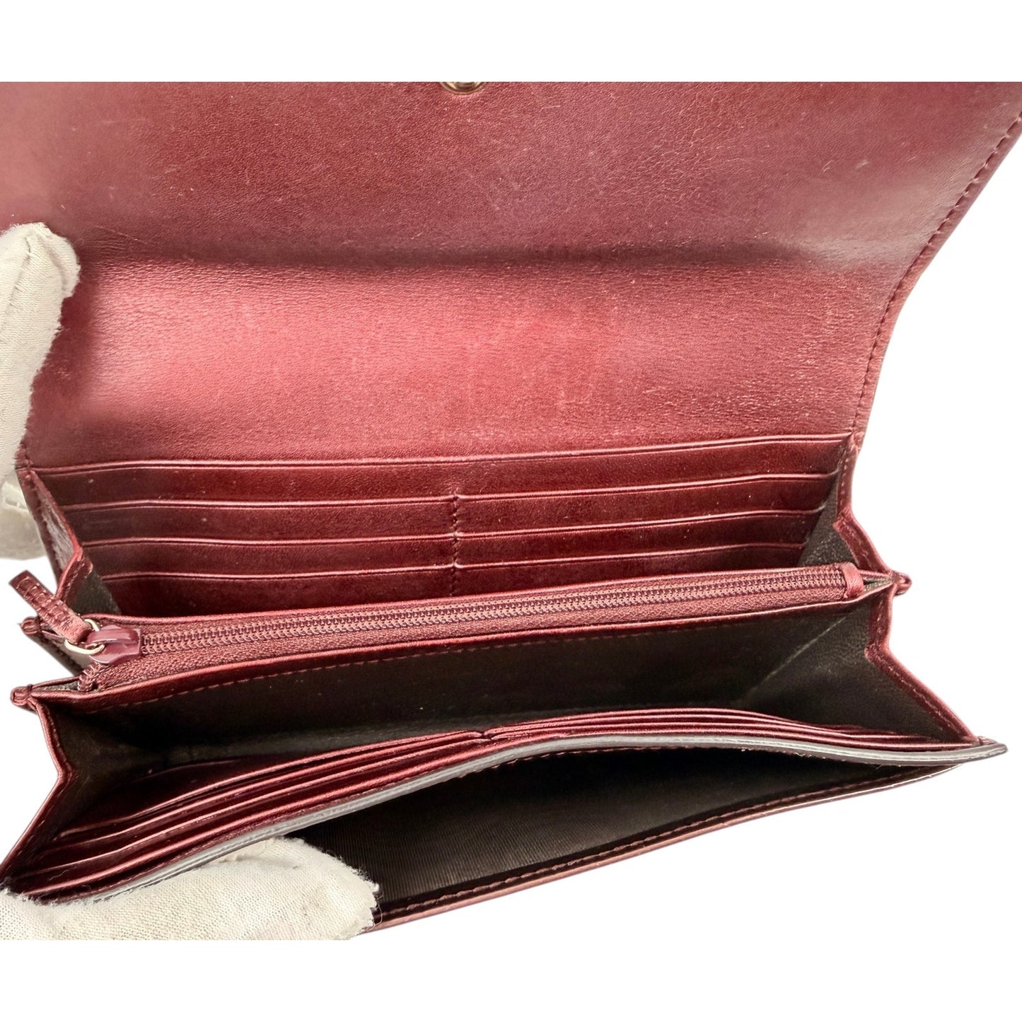 Gucci Guccissima Lovely Heart Continental Wallet Burgundy