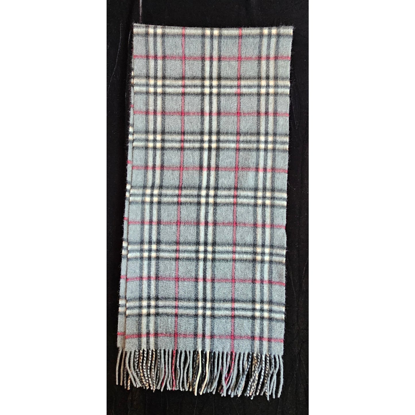 BURBERRYs of London 100% Cashmere Scarf Shawl Nova Check Light Grey