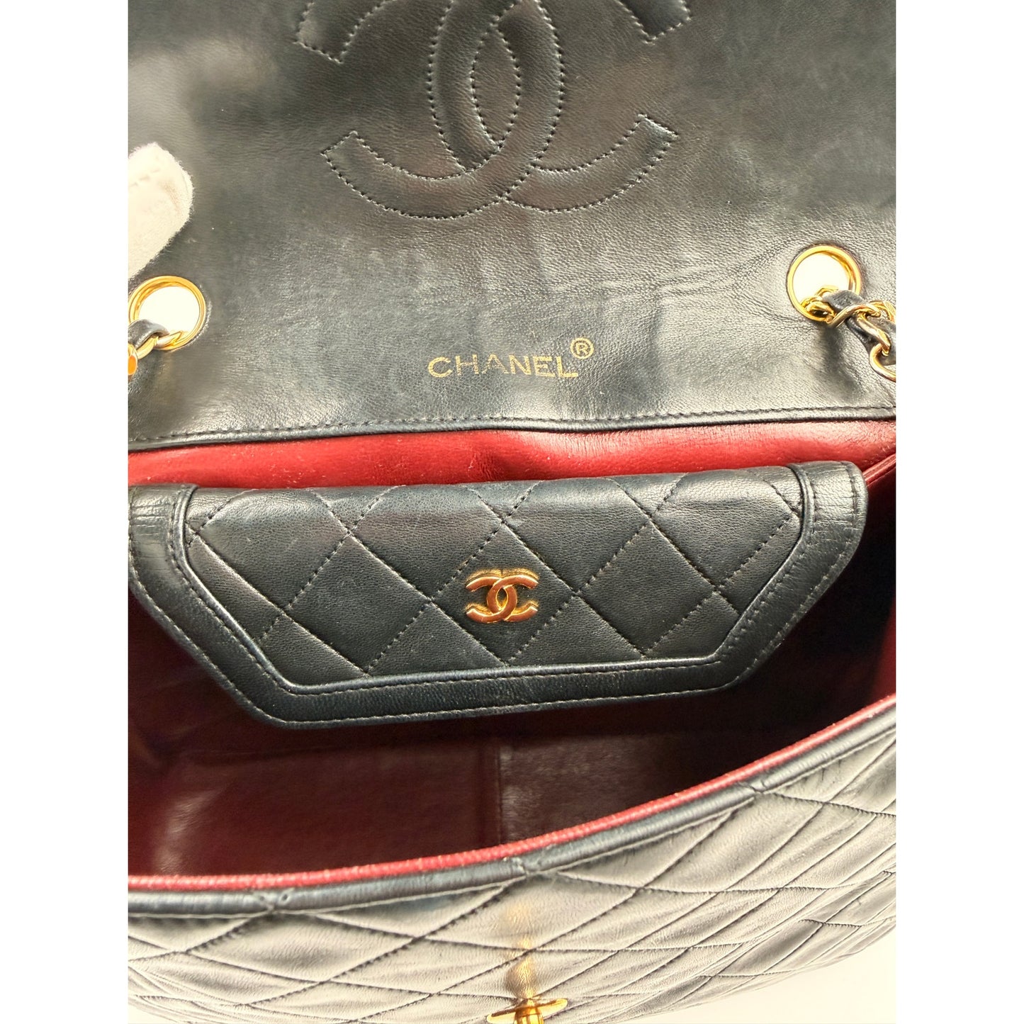 Chanel Vintage Black Quilted Trapezoid Flap Shoulder Bag with Wallet