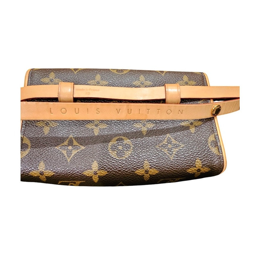 Louis Vuitton Pochette Florentine Monogram (With Snap Leather Belt) Brown XS