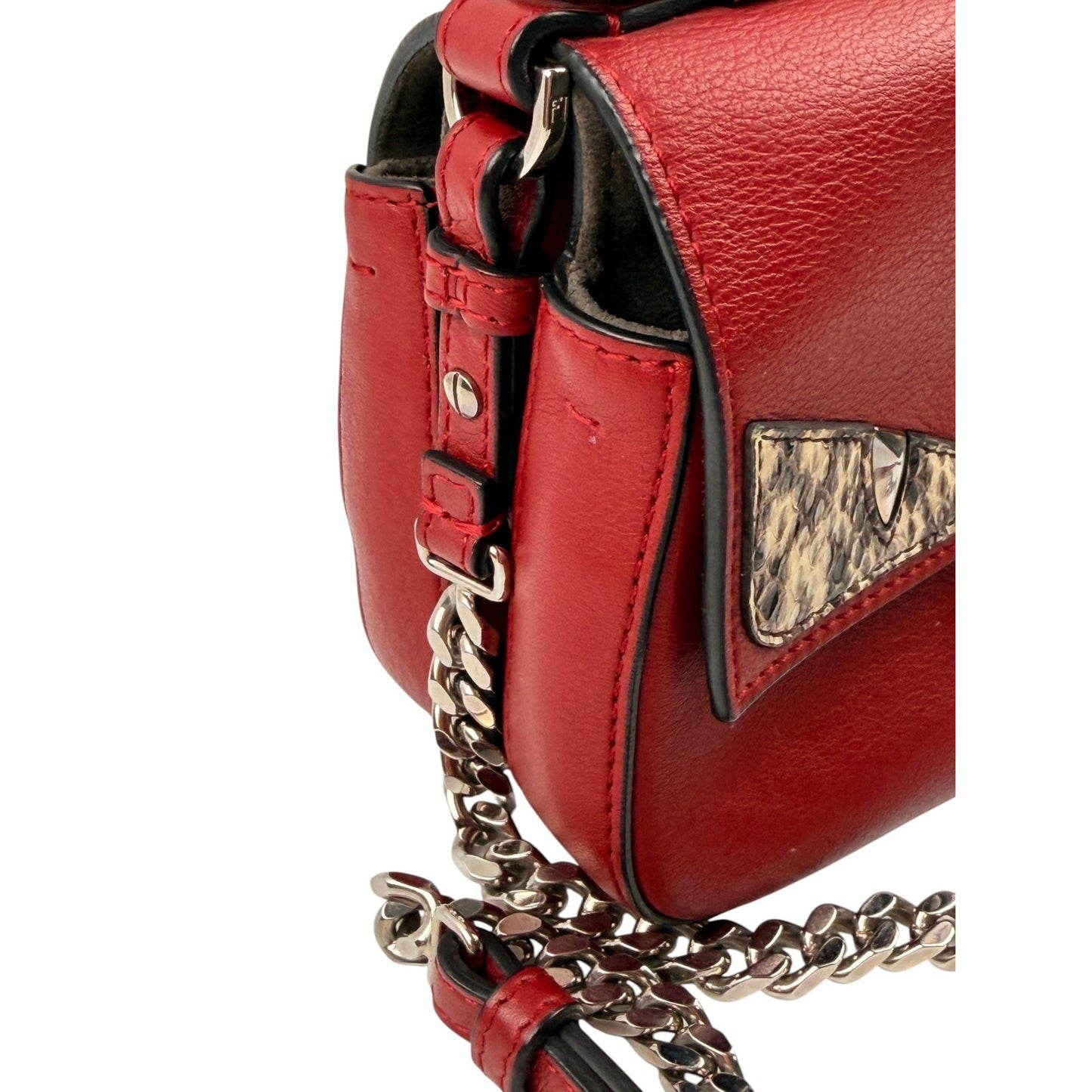 Fendi Micro Monster Baguette Bag red