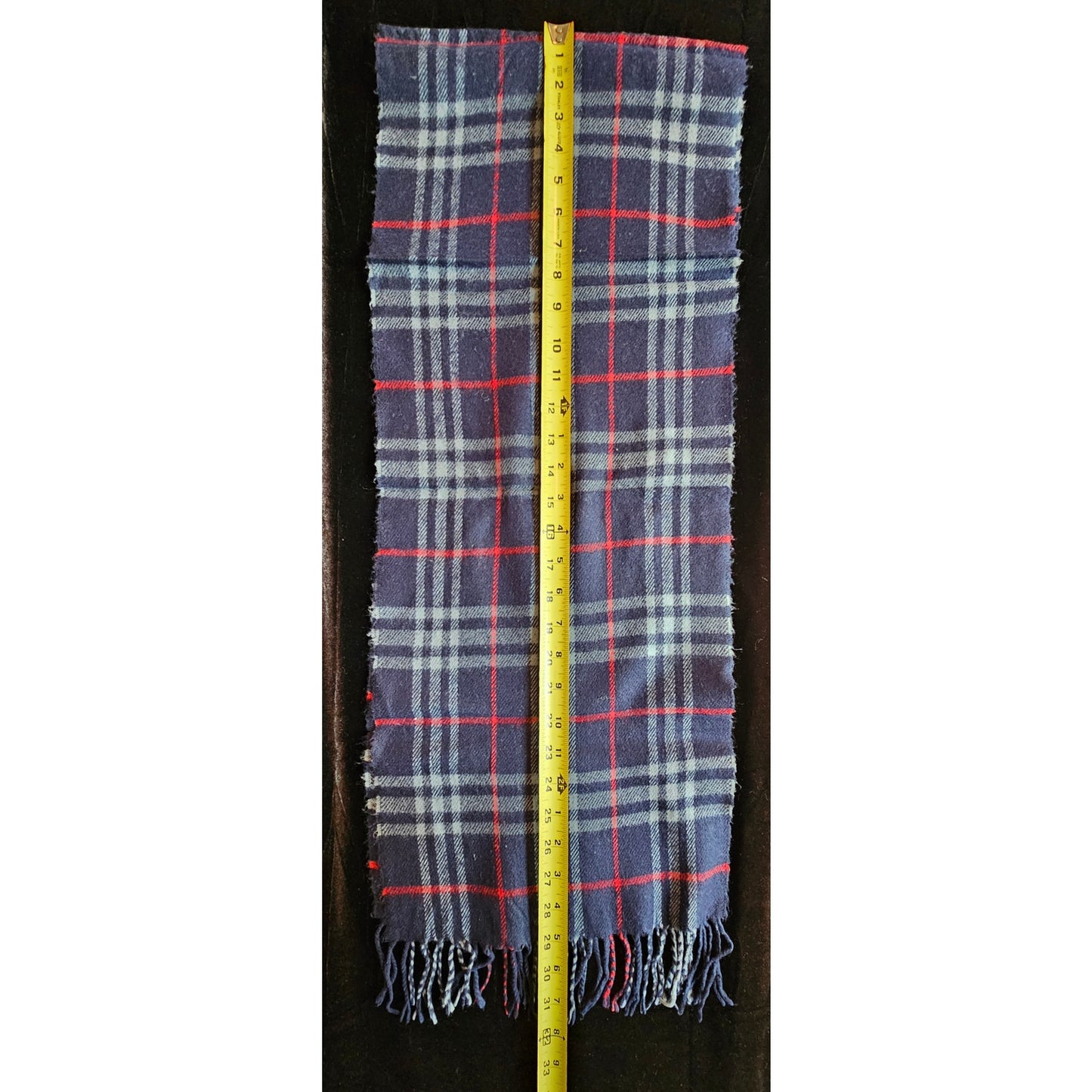 BURBERRYs of London 100% Lambswool Blue & Red Scarf Nova Check Vintage Made In England