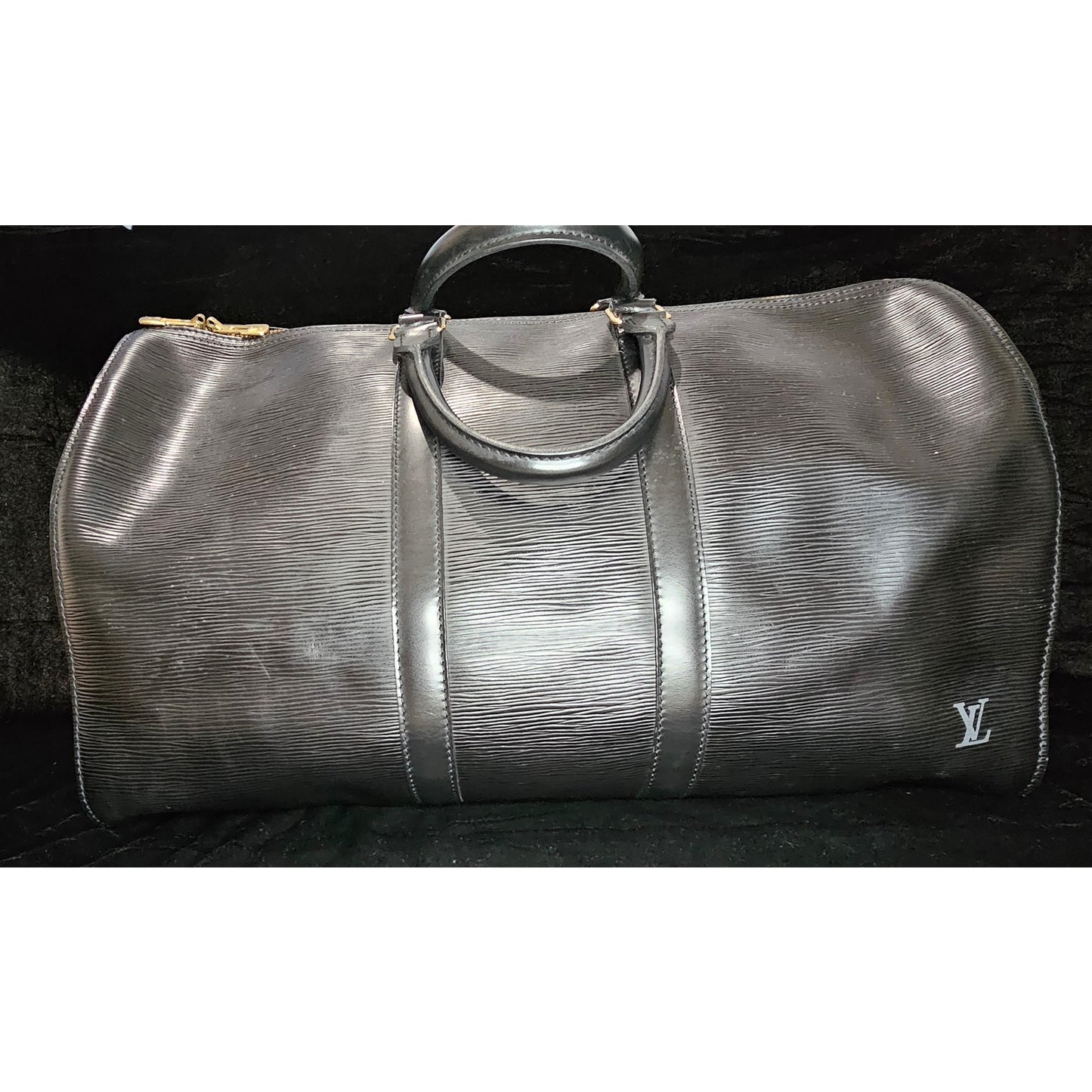 LOUIS VUITTON Epi Keepall 45 Boston Bag Black