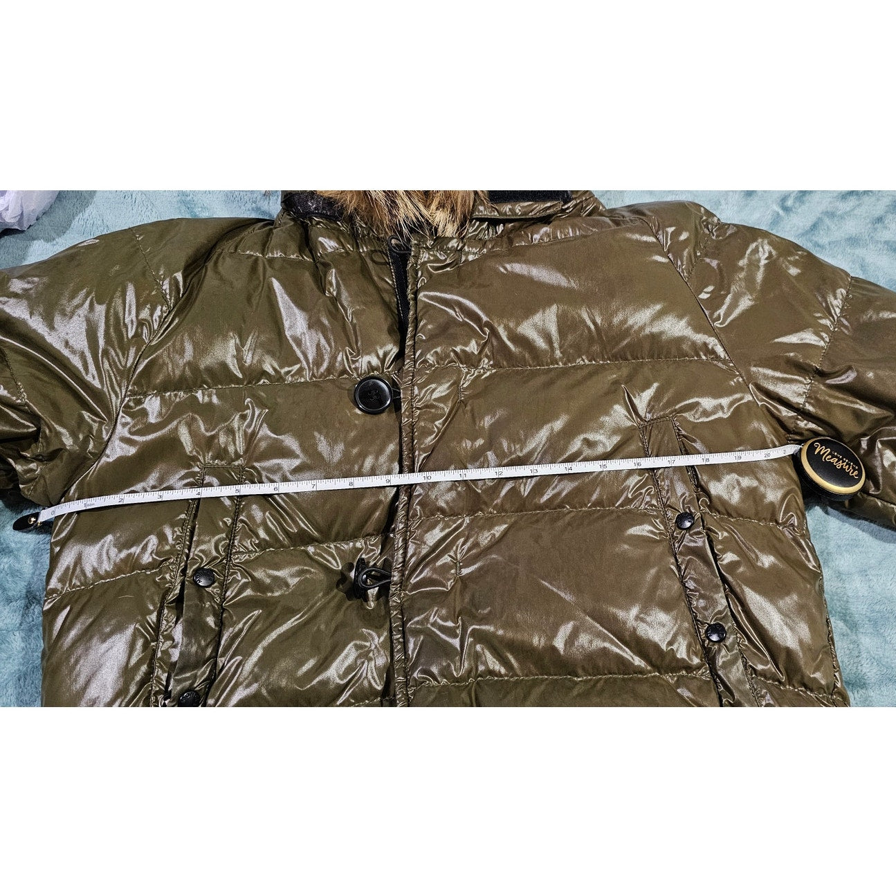 Moncler Down Hooded Jacket with Genuine Fur Olive Green
