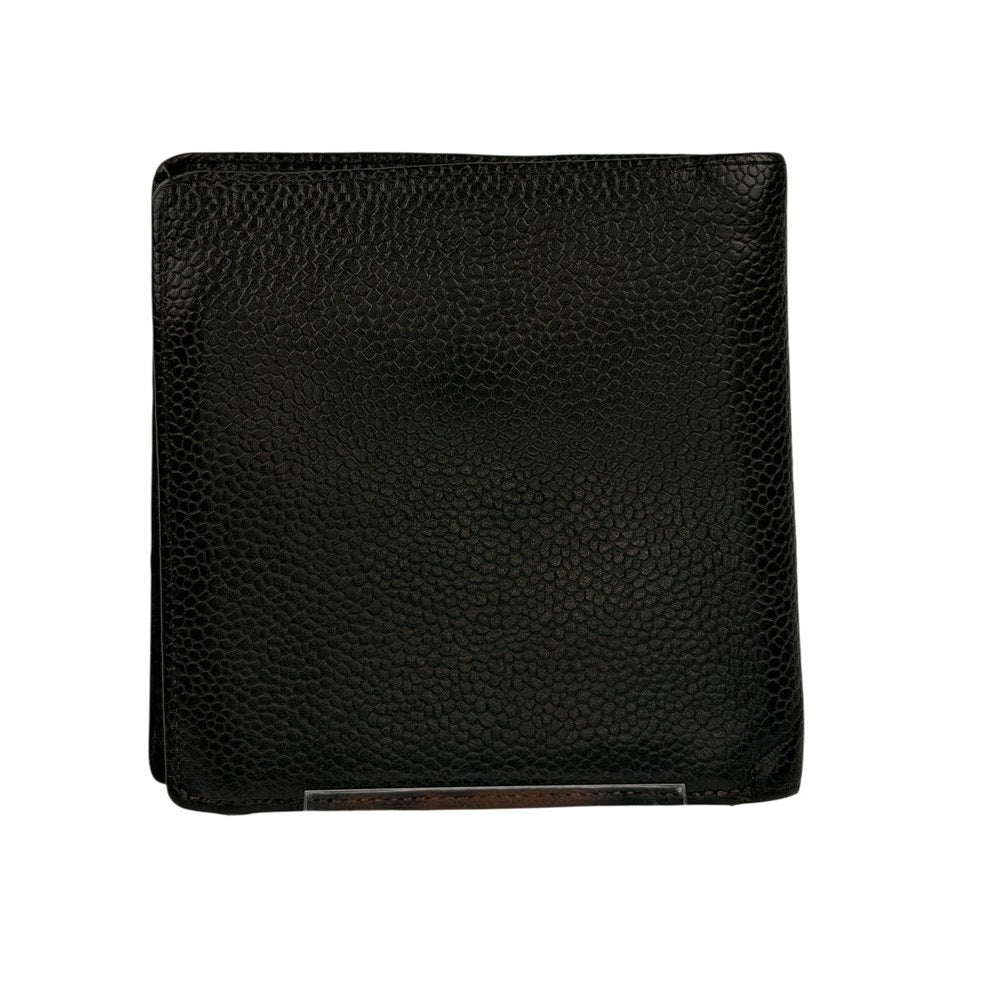 CHANEL CC Logo Grained Calfskin Bifold Men's Wallet Black