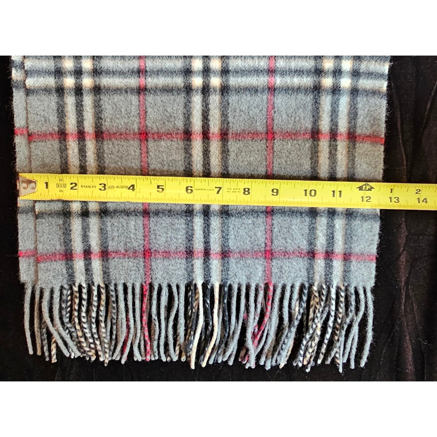 BURBERRYs of London 100% Cashmere Scarf Shawl Nova Check Grey Vintage Made in England