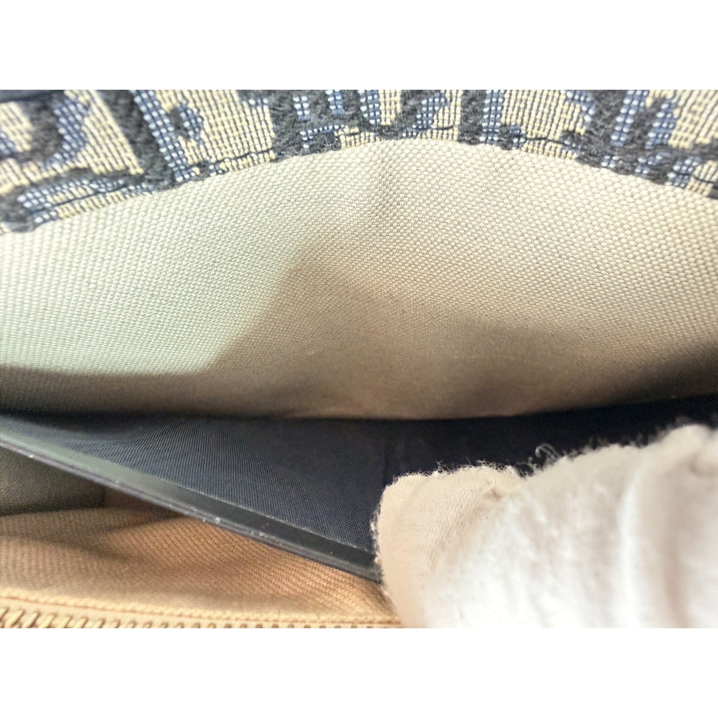 Christian Dior Medium Saddle Pouch with Chain in Blue Dior Oblique Jacquard