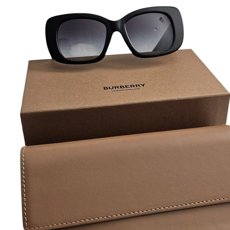 Burberry BE4410 square-frame sunglasses in black acetate with dark grey gradient lenses