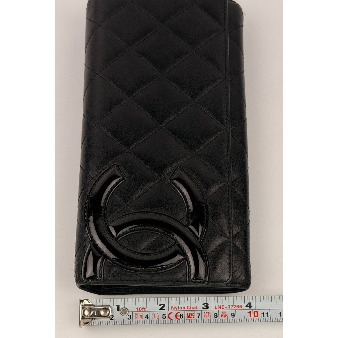 Calfskin Quilted Cambon Gusset Flap Wallet Black