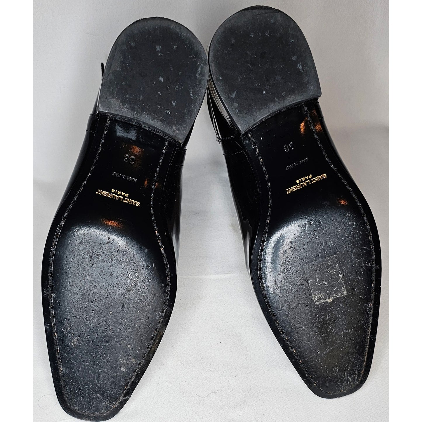 Saint Laurent Clementi Ankle Boot in black patent leathe