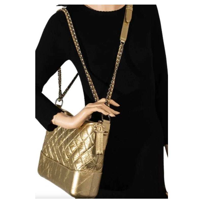 Chanel Gabrielle Gold Aged Calfskin Large Leather Handbag