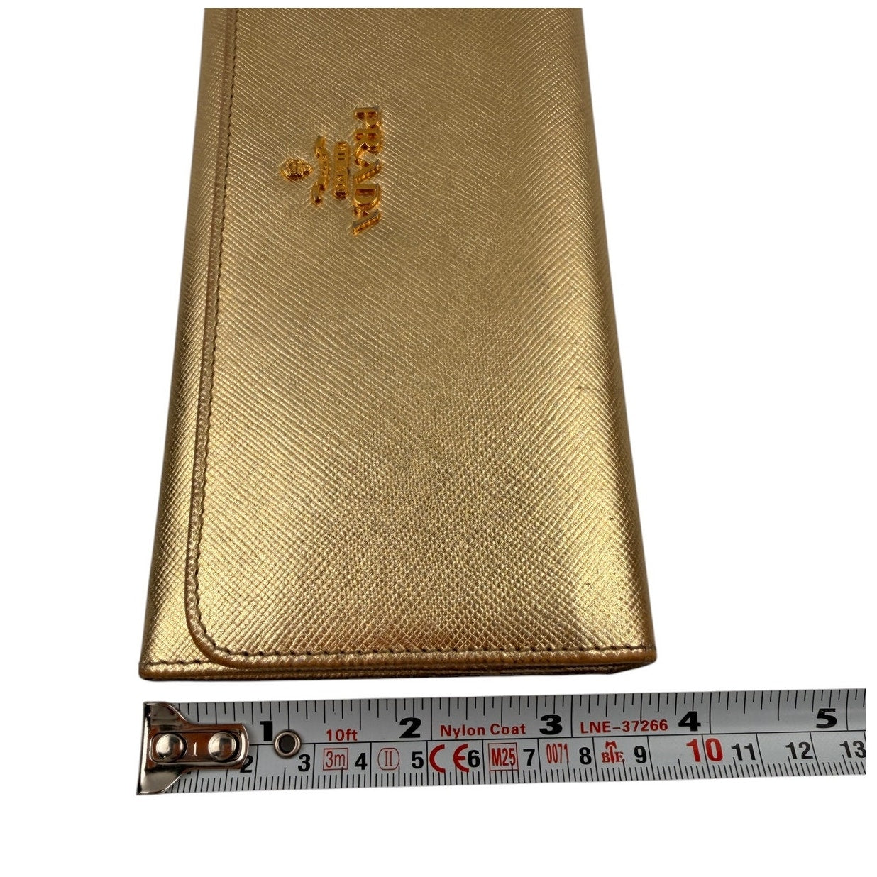 Prada Saffiano Metallic Leather Continental Wallet in gold
