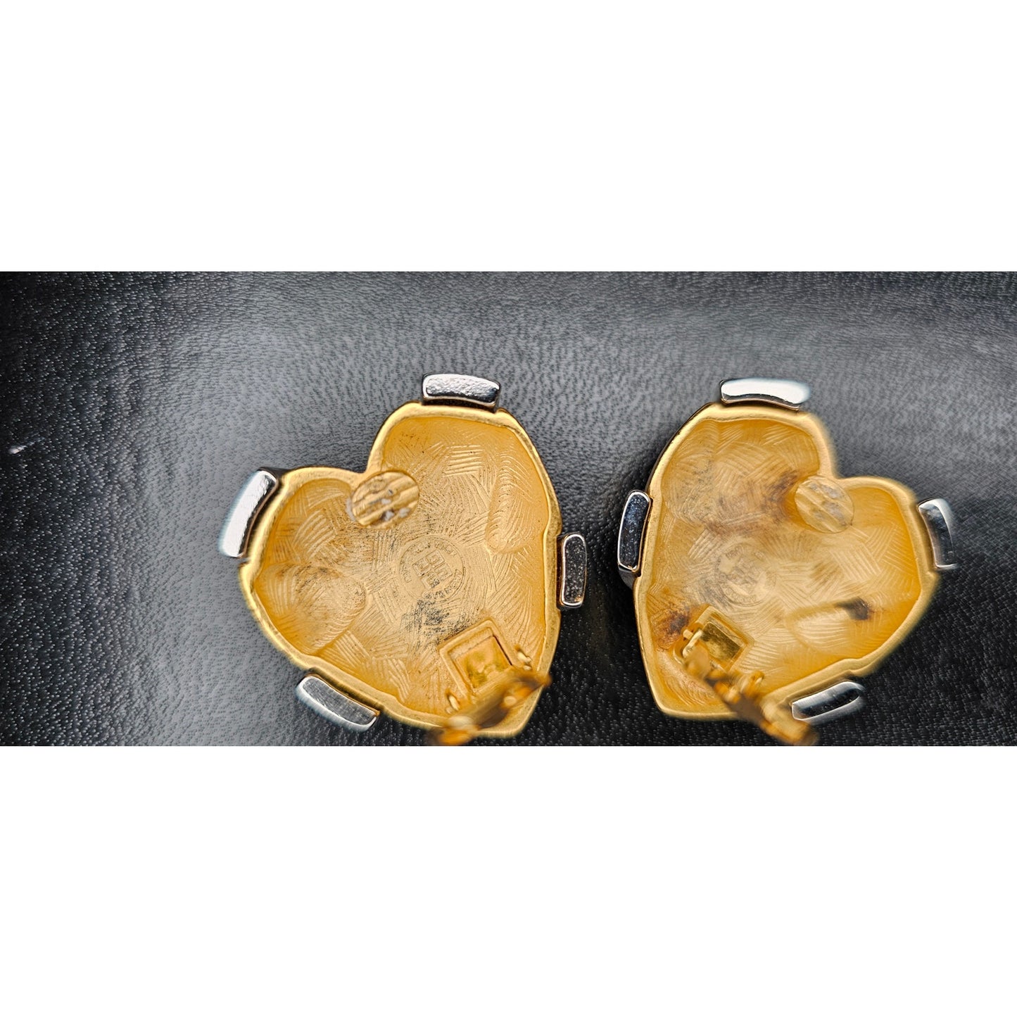 1980s Signed Givenchy Goldtone Pavé Clear Rhinestone X Heart Clip-on Earrings
