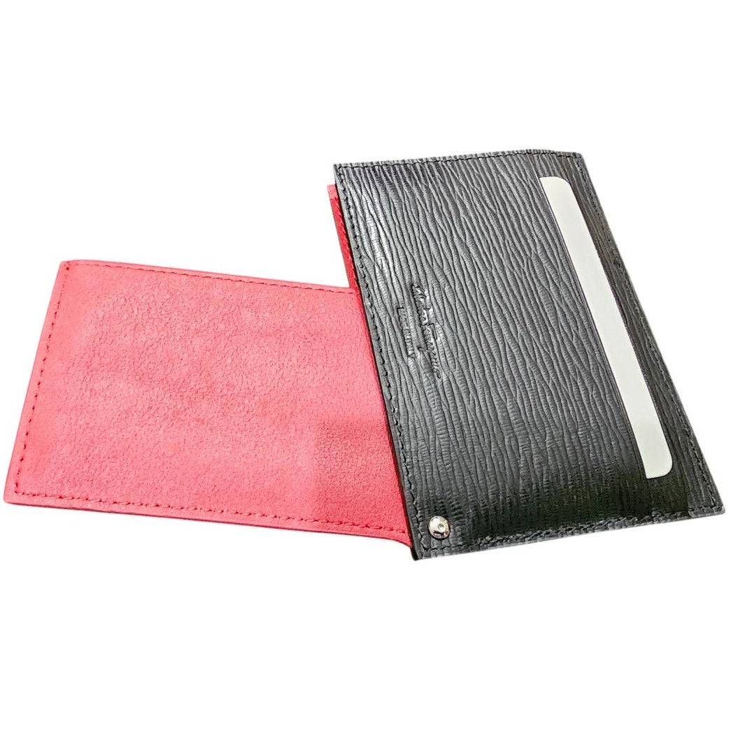 Ferragamo Gancini card holder with pull-out ID window Black and Red