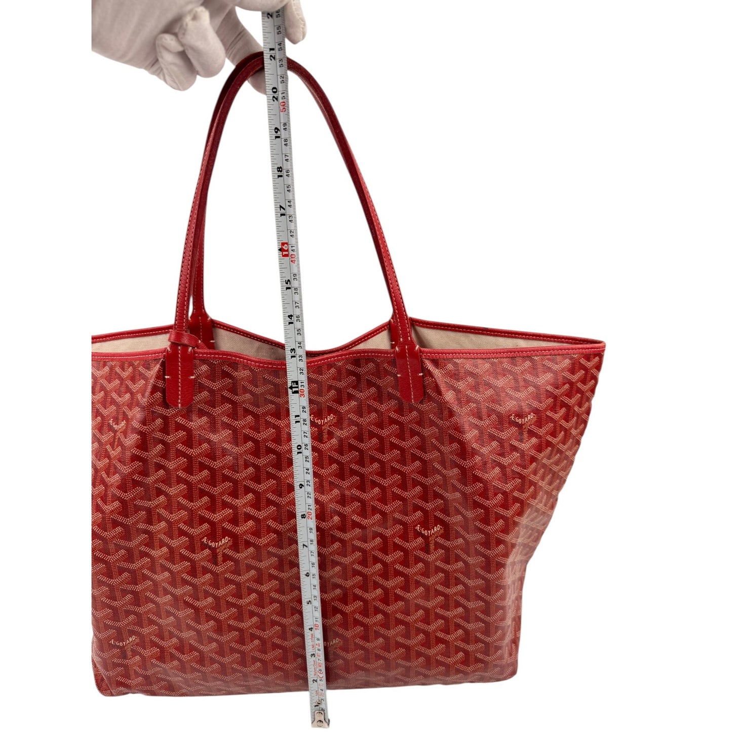 GOYARD Herringbone Saint Louis GM Tote Bag PVC with Pouch Red