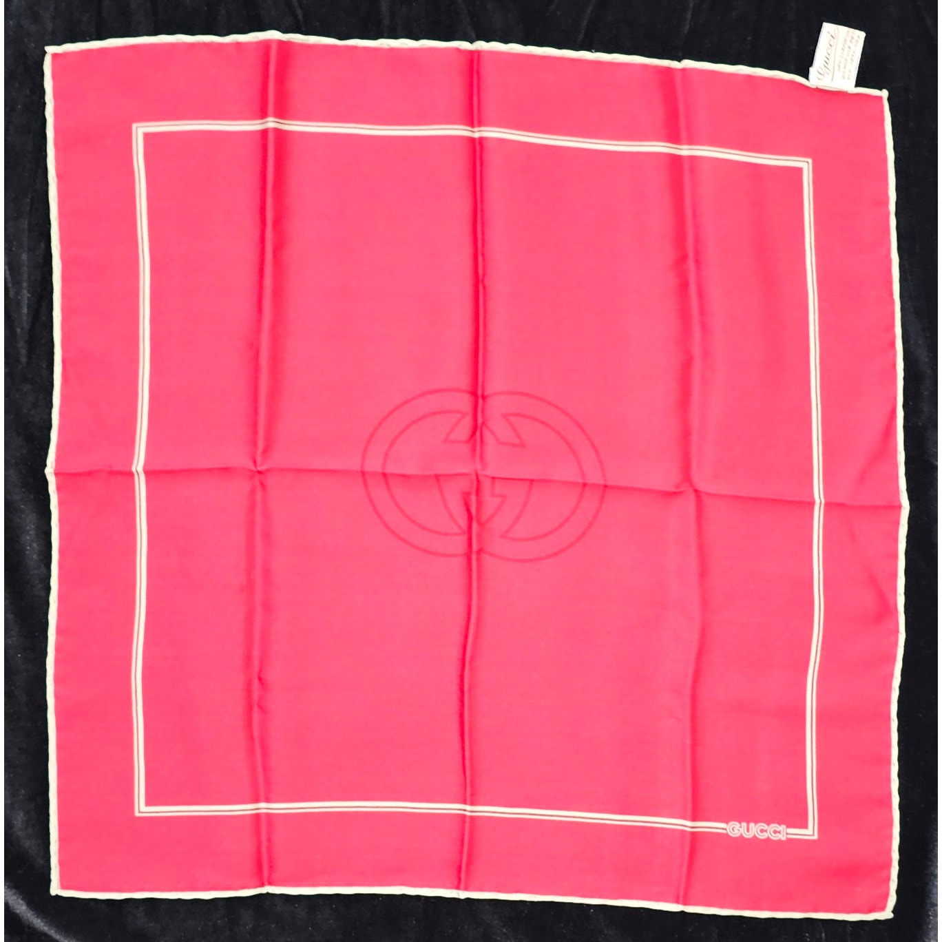 RED Gucci Silk GG Logo Pocket Square /Handkerchief