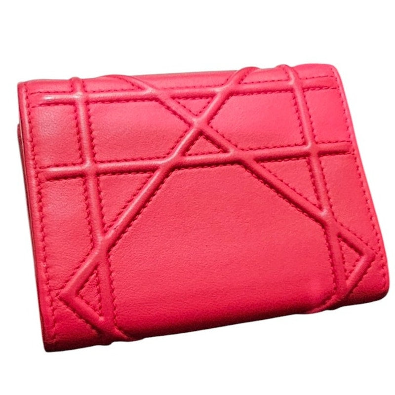 Christian Dior Diorama Trifold Wallet in Pink Leather