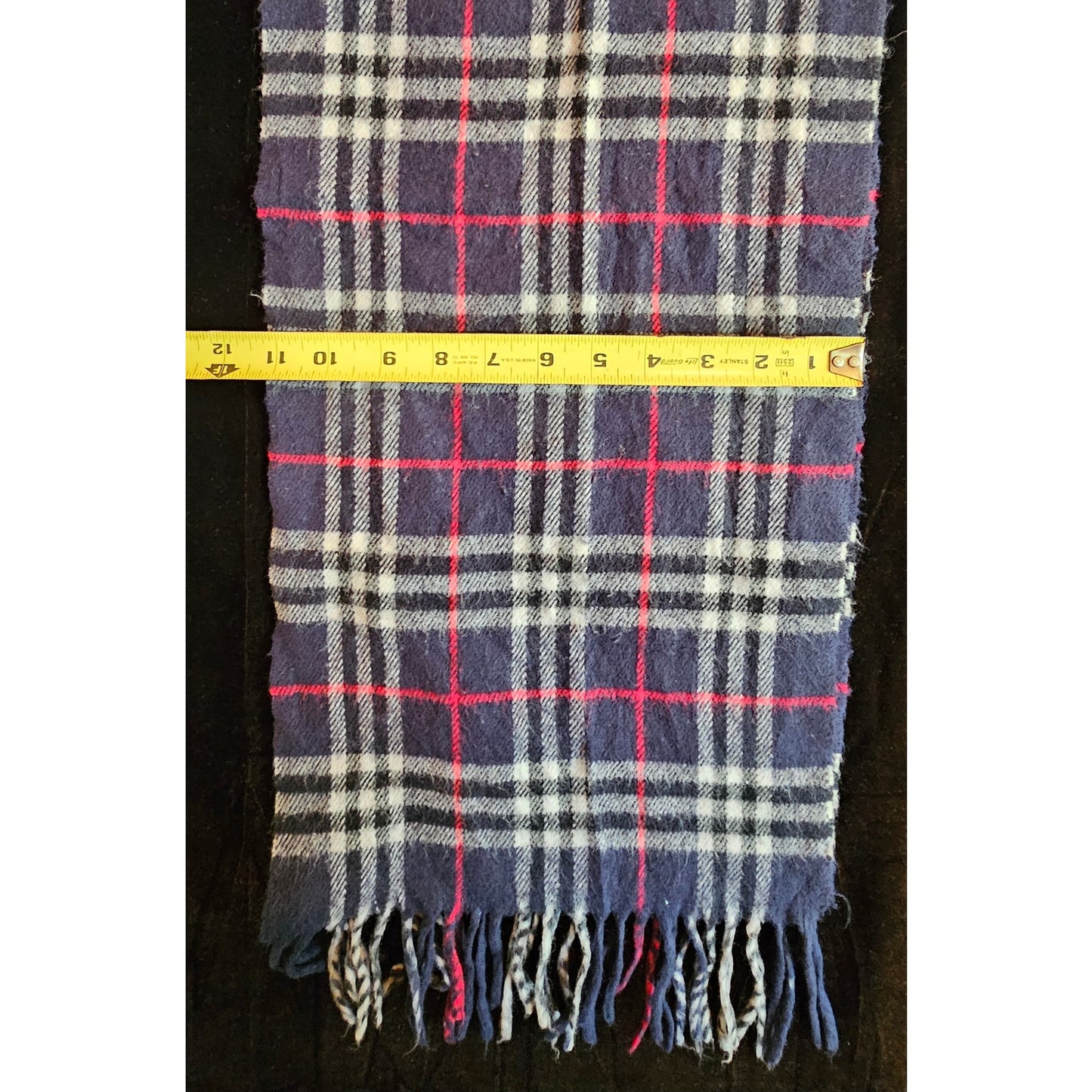 BURBERRYs of London 100% Lambswool Blue Scarf Shawl Nova Check Vintage Made In England