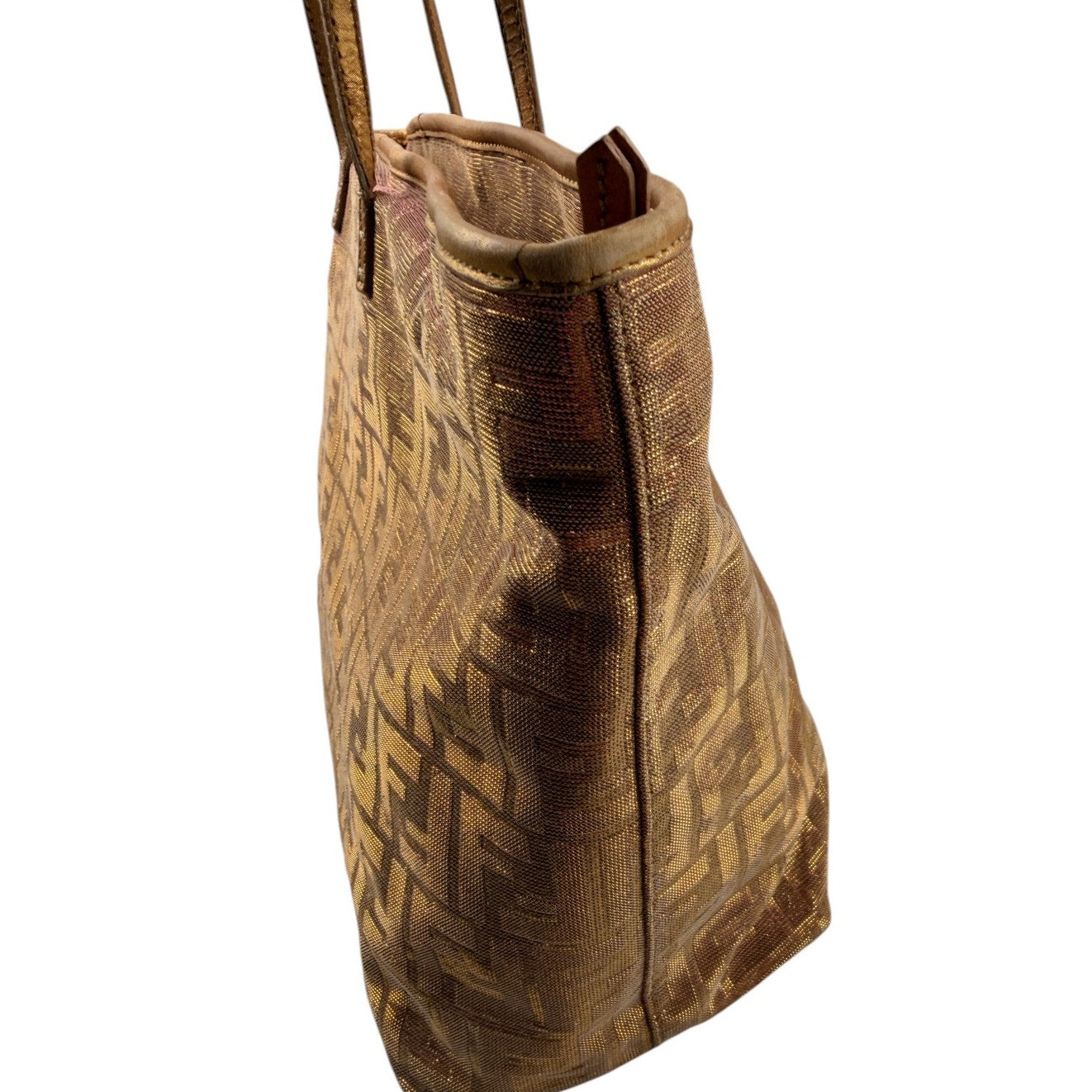 FENDI Metallic Lurex Zucca Roll Shopping Tote