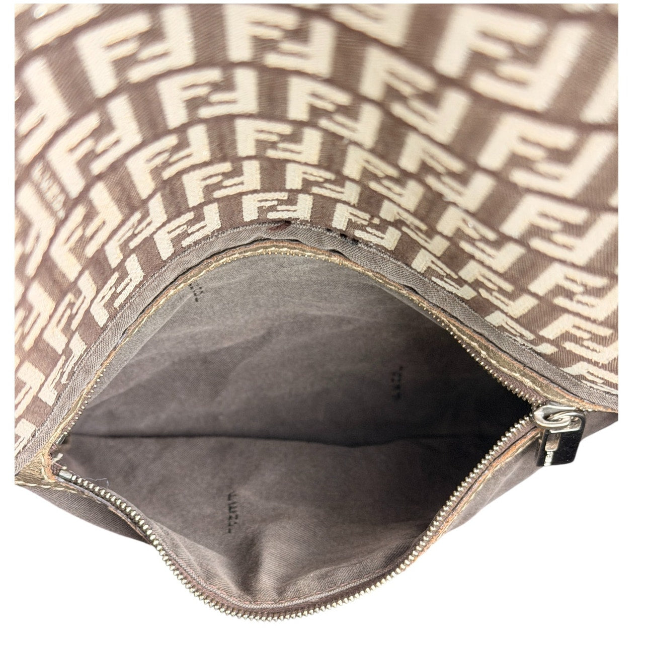 Fendi Beige/Brown Zucchino Fabric and Leather Mama Baguette Bag