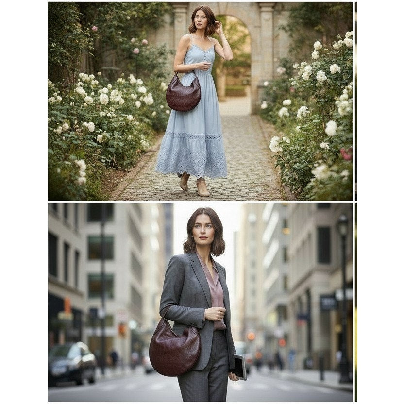 Gucci Horsebit embossed leather brown hobo bag