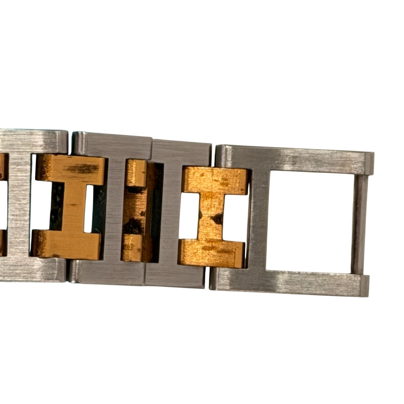Hermès Clipper vintage two-tone watch H-link stainless steel and gold-plated bracelet