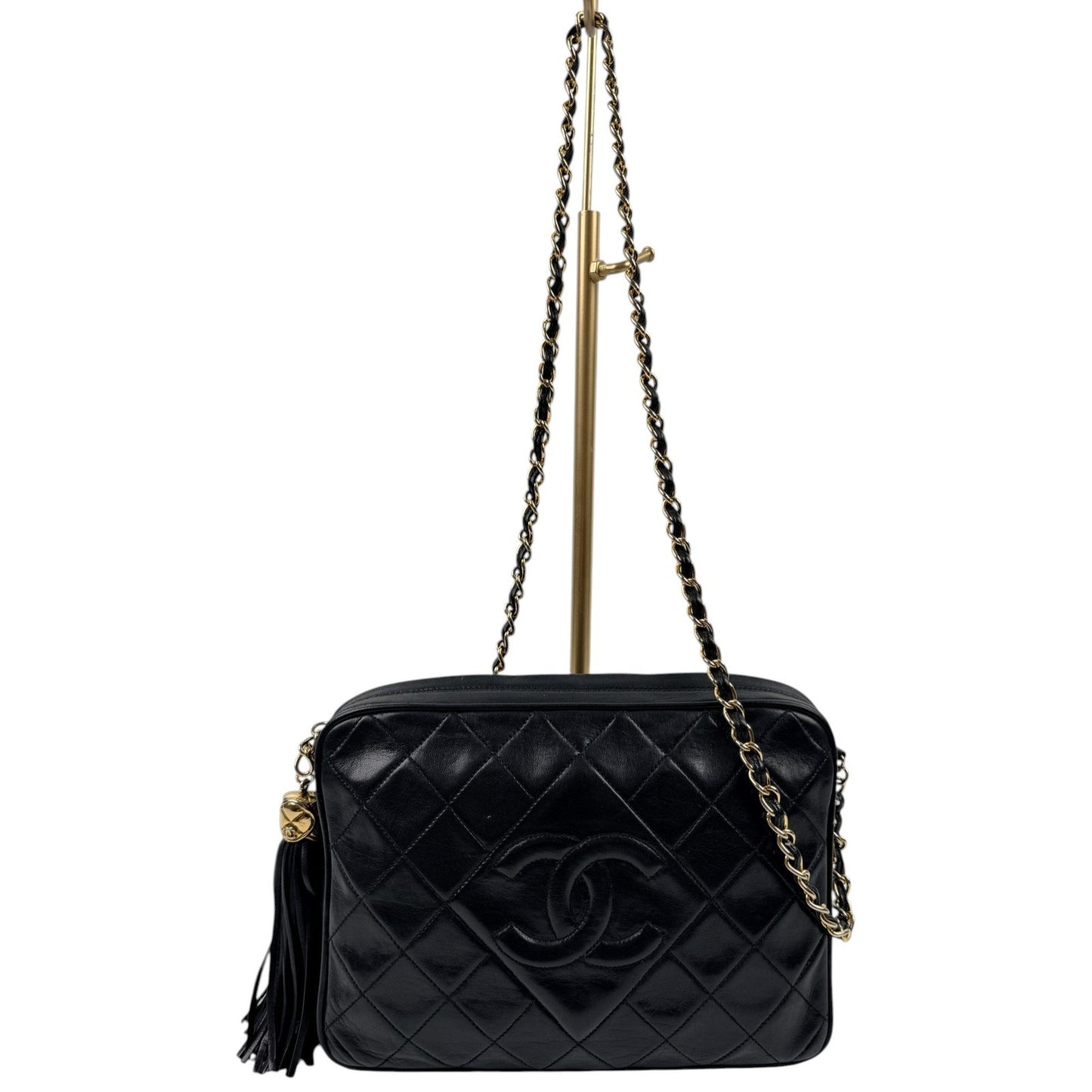 Chanel Black Quilted Leather Tassel Camera Bag