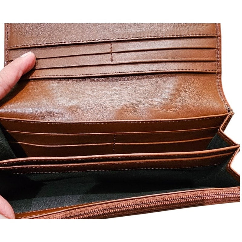 Burberry Brown/Beige House Check Fabric and Leather Leighton Continental Wallet