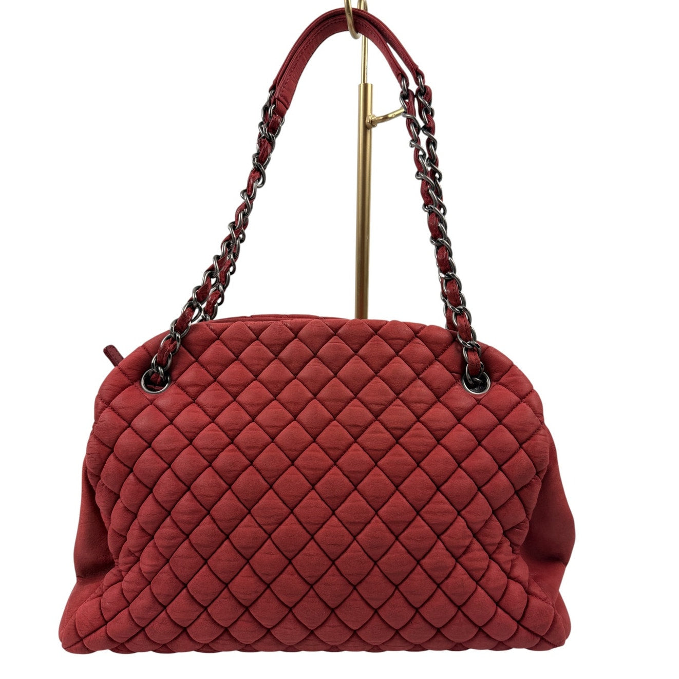 Chanel Just Mademoiselle Large Bowling Bag in Pink Quilted Nubuck Leather