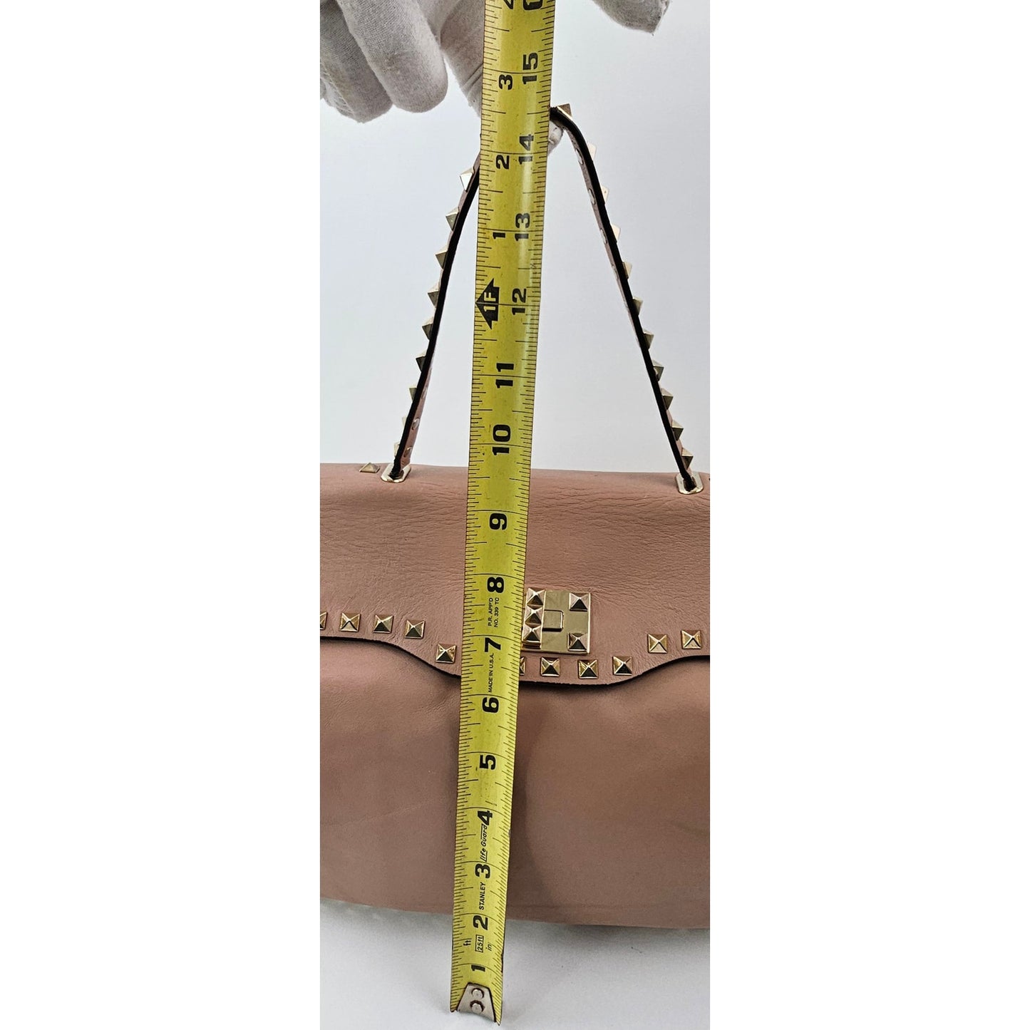 Valentino Taupe Leather Rockstud Crossbody Bag