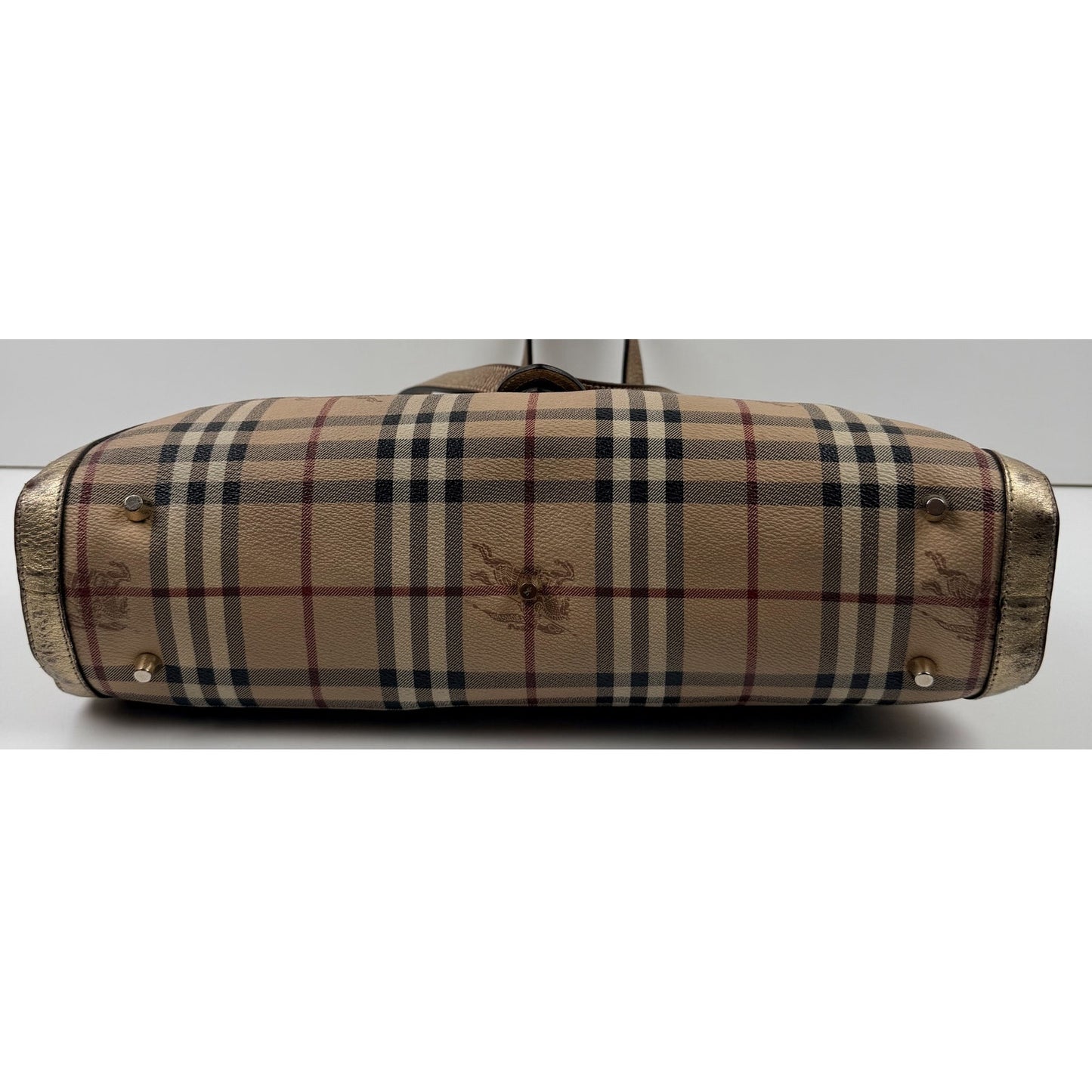 Burberry Burberry Haymarket Check Gold Coated Canvas Shoulder Bag