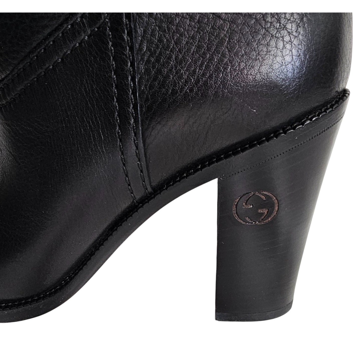Gucci Leather Tall Knee Boots w/ Script Logo Size 6B