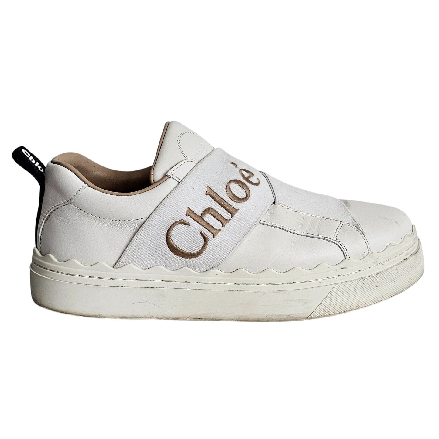 Chloé Lauren logo-strap leather slip-on sneaker Size 35