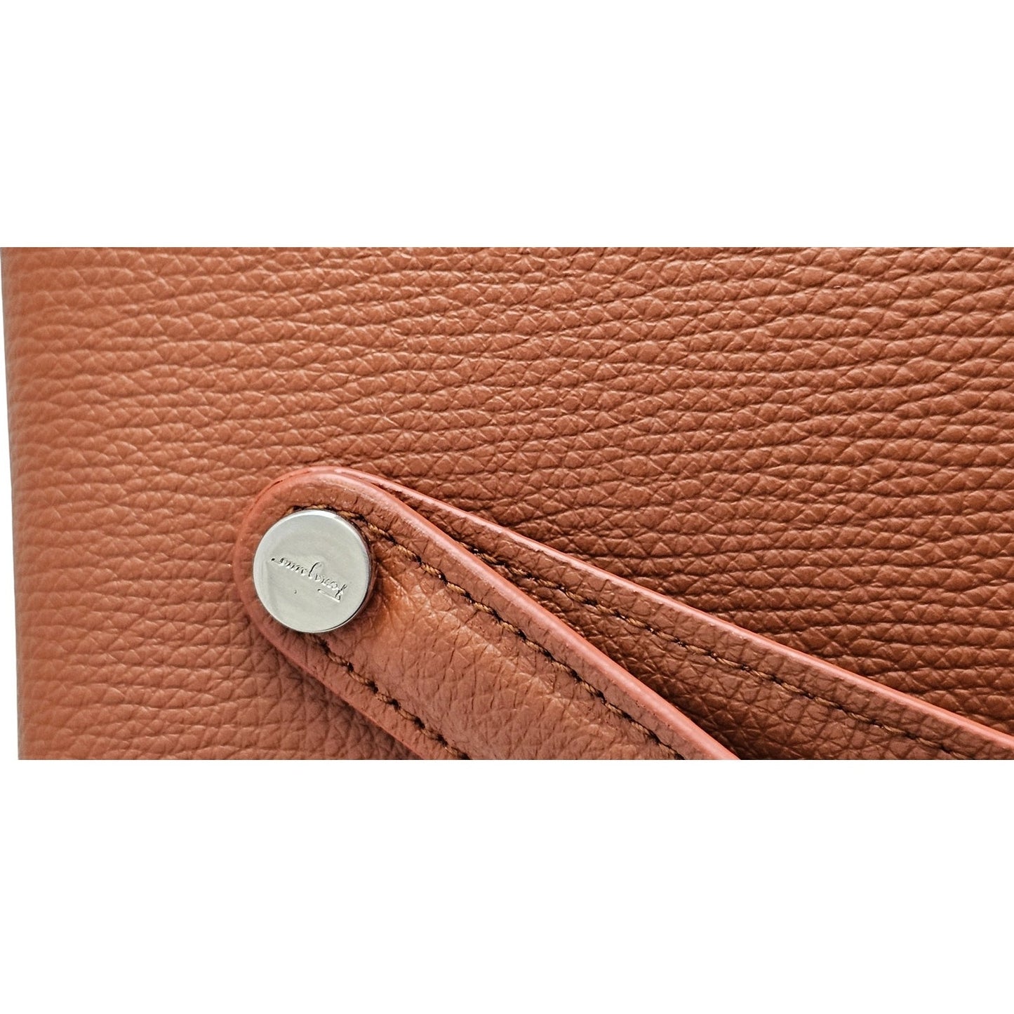 Salvatore Ferragamo Brown Pebbled Leather Clutch Bag